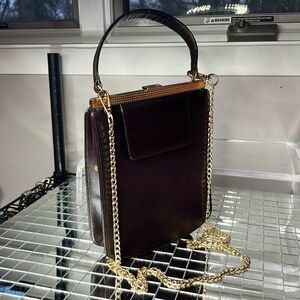 Bienen Davis Vintage Brown Leather Structured Snap Lock Closure Handbag